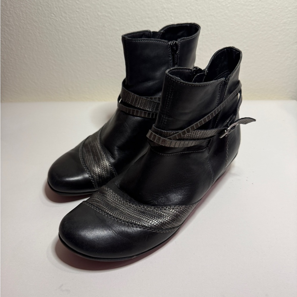 Black Women's Ankle Boots with Strap Detail